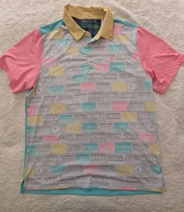 William Murray Herren Golf Retro Pastell Farbblock Kassette Band Polo Größe L - Bild 1 von 9