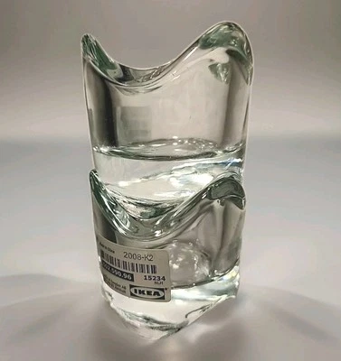IKEA 2 Crystal Clear WAVE Glass Votive Tealight Candle Holders Stackable #15234 - Image 1 of 4
