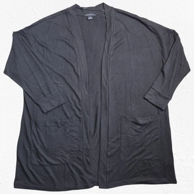 Cárdigan Suéter Sanctuary Negro Negro Frente Abierto Tejido Bolsillos Parche Talla 2X Foto 1 de 4