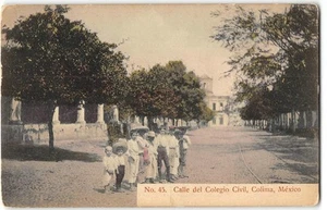 Calle del Colegio Civil COLIMA Mexico 1910s Hand-Colored Vintage Postcard - Picture 1 of 2