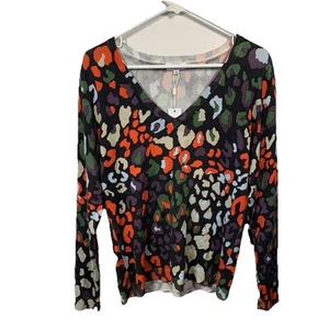NUEVO CON ETIQUETAS 525 Suéter América Talla M Camuflaje Leopardo Multicolor Ligero Animal Otoño - Imagen 1 de 11