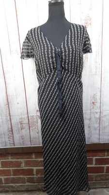 INC INTERNATIONAL CONCEPTS Maxi Dress 22W Black/White Dots Short Sleeve Silk - Image 1 of 4