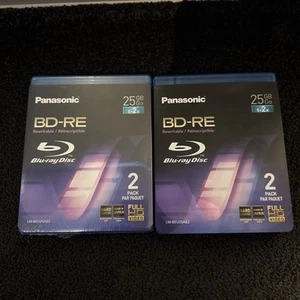 Panasonic BD-RE Rewritable Blu-Ray Discs 25GB LM-BEU25AE2 2x 2 Pack 4 discs - Afbeelding 1 van 4