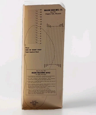 Zapato Mason Vintage Mfg. Co.  Medidor de zapatos para hombre/niño Measuring Devices Foto 1 de 2