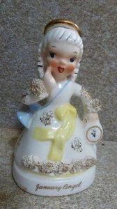 Vintage 1950er Napco Januar Engel Mädchen Neujahr Uhr Figur Japan wie besehen - Bild 1 von 6