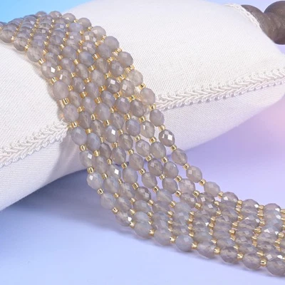 Cuentas de barril de arroz facetadas de ágata gris 6x8 mm para hacer joyas hilo de 15,5 pulgadas Foto 1 de 4