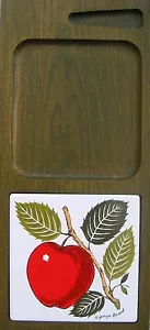 Vintage Mid Century George Briard Wood and Apple Tile Cheese Cracker Board - Picture 1 of 3