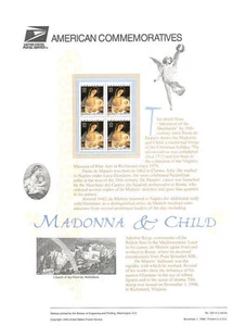 #502 32c Christmas 1996 Madonna #3107 USPS Commemorative Stamp Panel - Picture 1 of 1