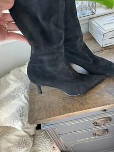 Peter Kaiser Black Suede Stretch Boots Size 5.5(Fits Size 8) Elegant Classic - Picture 1 of 9