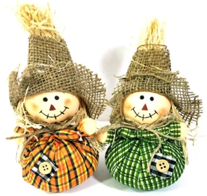 Karierte Vogelscheuchen mit Sackleinen Hut 1 grün 1 orange 6" x 4" 2er Set Neu mit Etikett Hobby Lobby - Bild 1 von 12