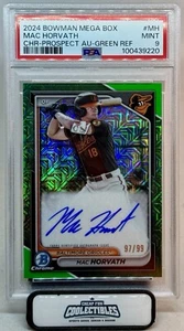 MAC HORVATH AUTO 2024 BOWMAN MEGA CHROME PROSPECT GREEN REFRACTOR 97/99 PSA 9 - Bild 1 von 3