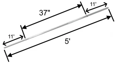 Barra de peso de lujo cromada de 5’ con collares interiores fijos placas estándar de 1” Foto 1 de 3