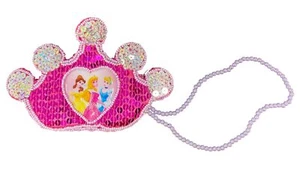 Disney Princess Girls Crown Coin Purse Beaded Sequin Wristlet Wallet - Picture 1 of 2