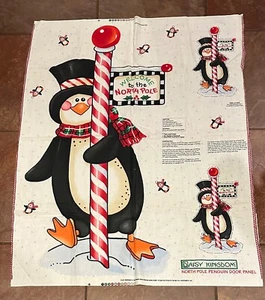 NEW North Pole Penguin Daisy Kingdom Door Hanging Christmas Fabric Sewing Panel - Picture 1 of 1