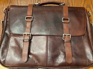 Mancini Buffalo Collection Leather Briefcase, holds up to 15 in Laptop, Brown - Afbeelding 1 van 17
