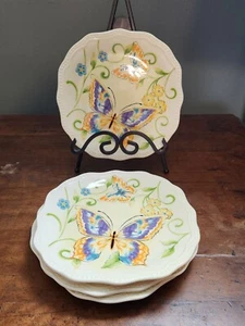 Beautiful Set of 4 Pier 1 Imports Botanica Butterfly  Salad Plates - Picture 1 of 5