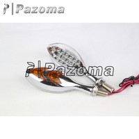 Universal Motorcycle Chrome LED Turn Signals Indicator Light Blinker Amber Lamp