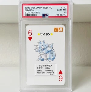 1996 Pokemon PSA 10 Rhydon Poker Playing Card Charizard Red Back #112 - Picture 1 of 2