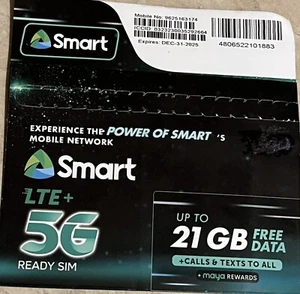 SMART Philippines Sim ROAMING MIĘDZYNARODOWY. Preaktywowany. STATEK Z USA - Zdjęcie 1 z 2