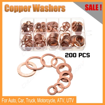 XWQHJW For CAR SUV ATV Engine Oil Drain Bolt Crush Washers O-Ring Copper Gasket 200PCS