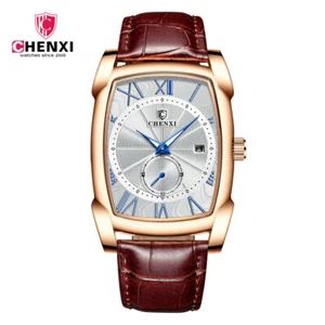 CHENXI Hombre Cuarzo Oro Reloj Lujo Hombre Negocios Rectangular Cuero Reloj de Pulsera - Imagen 1 de 16