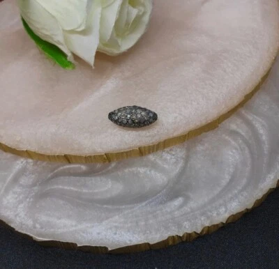 Pave Diamond Oval Tube Beads 925 Silver Handmade Jewelry Connector Findings Bead - Image 1 of 4