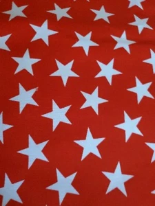 Vintage Sewing Fabric Cherry Red & White Stars Poplin Cotton 1.5ydx45" - Picture 1 of 4