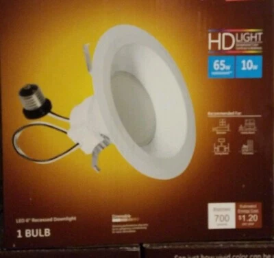 Four - GE 65W Equivalent Soft White (2700K) High Definition S6 Medium Base 6 in. - Image 1 of 3