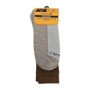 Carhartt Boot Socks Mens XL 12-14½ Brown Heavyweight Synthetic Wool Blend Pair - Picture 1 of 6