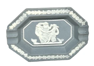 VINTAGE JAPAN WEDGWOOD STIL JASPERWARE BLAU WEISS ASCHENBECHER SCHMUCKSCHALE 4 X 3 - Bild 1 von 5