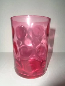 Fenton VINTAGE CRANBERRY GLASS TUMBLER Inverted / Coin Thumbprint - Picture 1 of 4