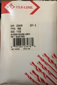 Qty:6 CLE-LINE 11/32" Screw Machine Length Drill Bit 135* HSS Black Oxide - Picture 1 of 3