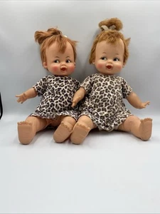 2 Vintage Pebbles Feuerstein Puppe 14" Weichkörper FS-14 Ideal 1963 Hanna Barbera - Bild 1 von 4