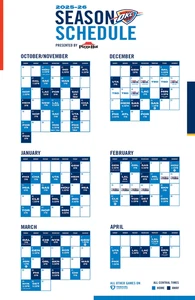 Oklahoma City Thunder 2025-2026 Full Schedule Poster 11 x17 OKC Thunder Fan Gift - Picture 1 of 3