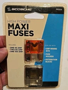 Fusibles Scosche Alta Potencia Maxi Fusibles PMXK4 Dos 80 Amp - Uno 100 Amp Uno 50 Amp - Imagen 1 de 2