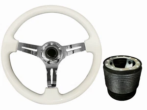 White Chrome TS Steering Wheel + Boss Kit for MAZDA 025 - Picture 1 of 6