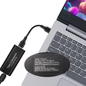 Dell Lenovo HP 5mm plug to USB C Power Cord Adapter Converter 45 watt - Picture 1 of 6