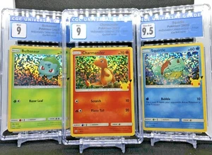 25th Anniversary Charmander Bulbasaur Squirtle Holo Bleed Mint- Gem Mint Set CGC - Picture 1 of 11