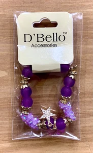 Bracelet ~ D’Bello ~ Purple, Gold & CZ ~ Stretch ~ Star Charm ~ Cosmetic ~ !🆕! - Picture 1 of 2