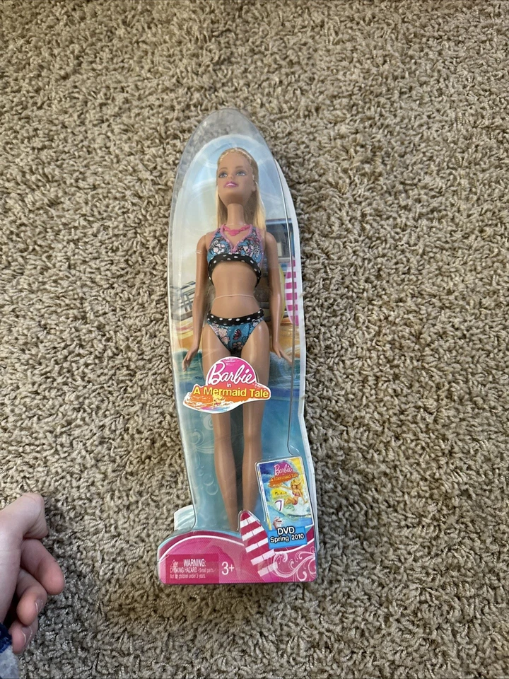 美泰芭比娃娃美人鱼故事 2009 金发粉色蓝色黑色泳装 — 第 1/1 张图片