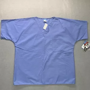 Crest Scrub Top Uniform Unisex Size XL Blue V-Neck Short Sleeve NEW - Picture 1 of 11