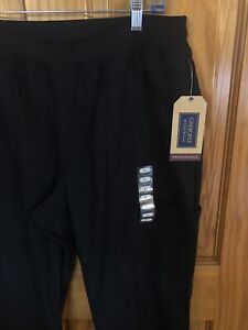 Nwt Cherokee Workwear Women's Large Pull-On Cargo Scrub Pants - Ww170 Black