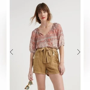 Lucky Brand Printed Kelly Peasant Top Sz Medium - Picture 1 of 14