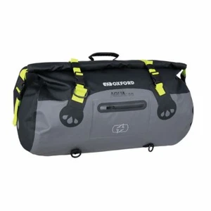 Oxford Aqua T50 Black Grey Yellow Waterproof Motorcycle Roll Bag Tail Pack Bike - Picture 1 of 7