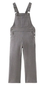 Zara Little Girls Houndstooth Pattern Overalls in Gray/Brown Size 9 - Picture 1 of 7