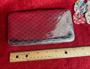 Ladies Shiny Silver Tone Case Wallet Clutch - Imagen 1 de 3