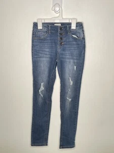 So Distressed Skinny Jeans Girls Size 10 Stretch Denim High Waist Stretch - Picture 1 of 4