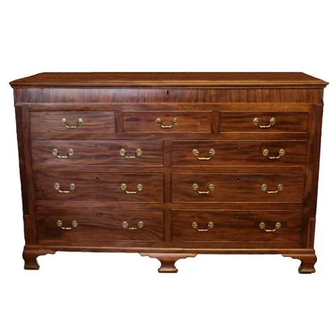 18th c. English Mahogany Hinged Lid Blanket Chest of Drawers Dresser Mule Chest Cover