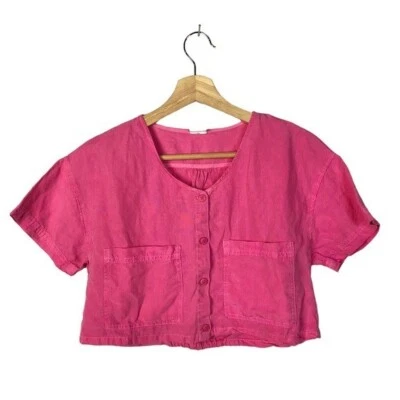 Zara Kids Hot Pink Two Pocket Short Sleeve Button Down 13-14 - Image 1 of 2