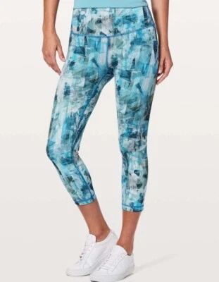 LULULEMON 女式 Wunder Under Blue Crop 紧身裤,尺寸 10,状况完好 — 第 1/4 张图片